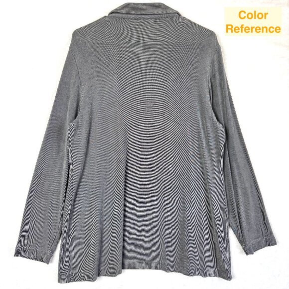 Chicos Travelers Slinky Collared Open Front Longline Stretch Cardigan Womens 2 L - Picture 3 of 7